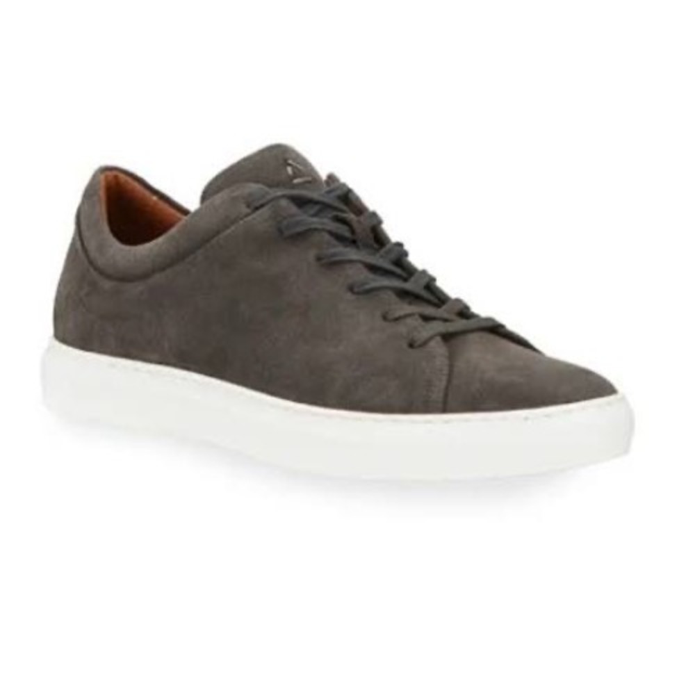 Aquatalia Mens Dark Brown Suede Low Top Sneakers Made in Italy Size 10